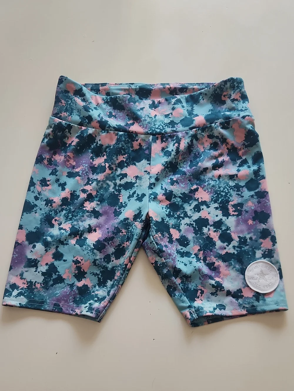 Converse Green Pink Print Biker Shorts Medium 10 12